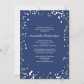 Silver Confetti Navy Blue Elegant Photo Graduation Invitation (Back)