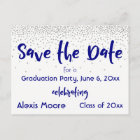Silver Confetti Navy Save the Date Graduation Date