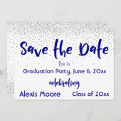 Silver Confetti Navy Typography Save the Date 2b (Front/Back)