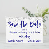 Silver Confetti Navy Typography Save the Date 2b (Standing Front)