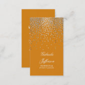 Silver Confetti Orange Elegant Glamour Vintage Business Card (Front/Back)