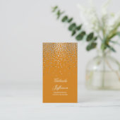 Silver Confetti Orange Elegant Glamour Vintage Business Card (Standing Front)