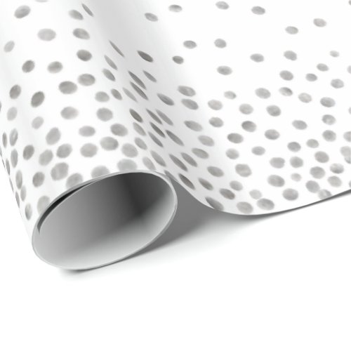 Silver Confetti Over White Holiday Style Wrapping Paper