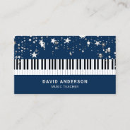 Silver Confetti Piano Keyboard Musician Pianist Business Card at Zazzle