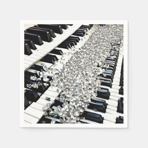 Silver Confetti Piano Keys Napkins