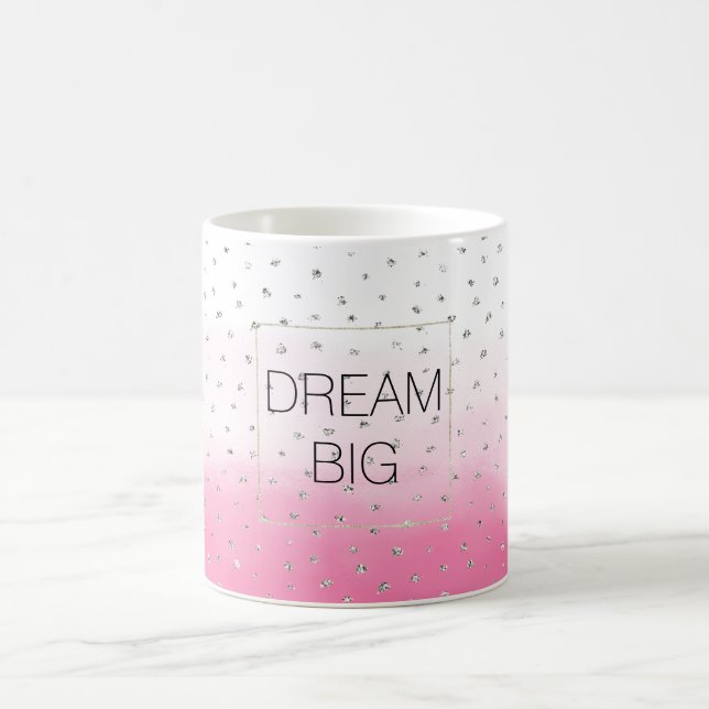 Silver Confetti Pink Ombre Watercolor Coffee Mug (Center)
