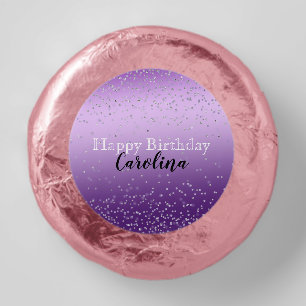 Silver Confetti Purple Ombre name Dipped Oreo Cookie Favors
