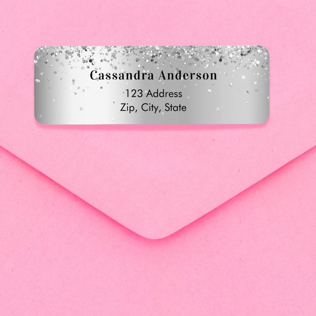 Silver confetti return address label (Creator Uploaded)