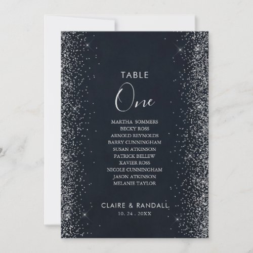 Silver Confetti Table Number 1 Seating Chart