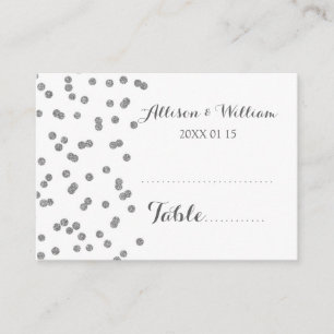 Silver Confetti Table Place Setting Cards