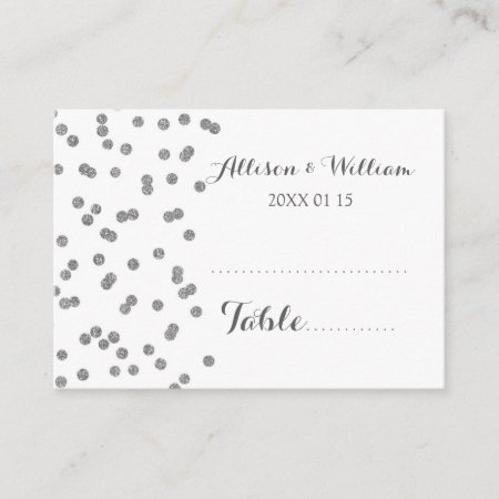 Silver Confetti Table Place Setting Cards