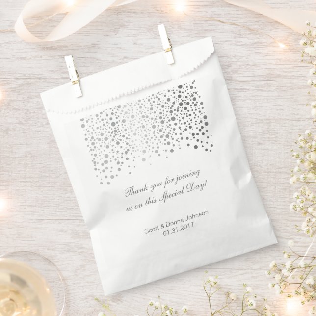 Silver Confetti Wedding Favor Bag (Clipped)