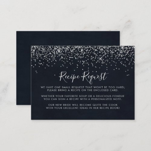Silver Confetti Wedding Recipe Request   Enclosure Card