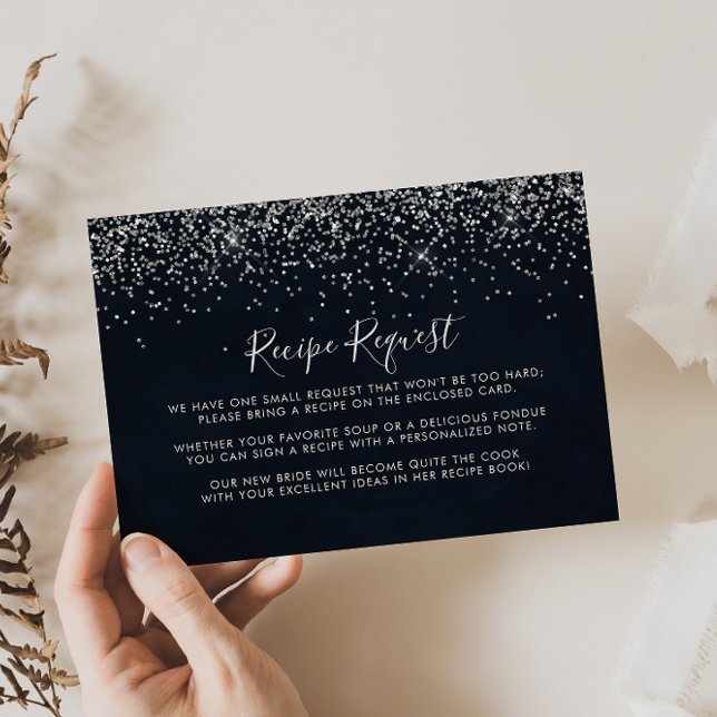 Silver Confetti Wedding Recipe Request   Enclosure Card (Creator Uploaded)