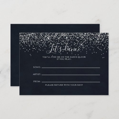 Silver Confetti Wedding Song Request Card