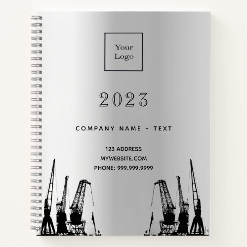 Silver construction cranes business logo 2023 notebook