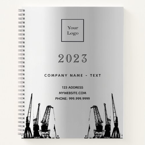 Silver construction cranes business logo 2025 notebook