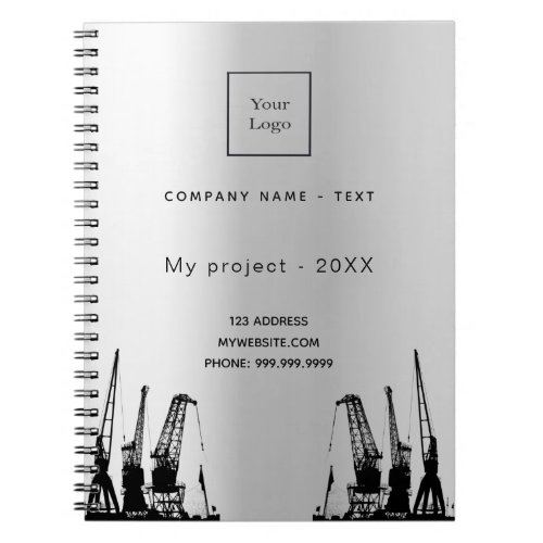 Silver construction cranes business logo notebook