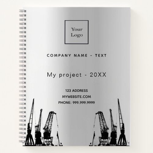 Silver construction cranes business logo notebook
