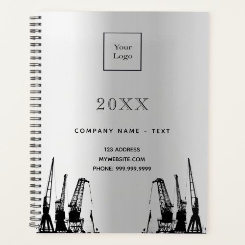 Silver construction cranes business logo planner