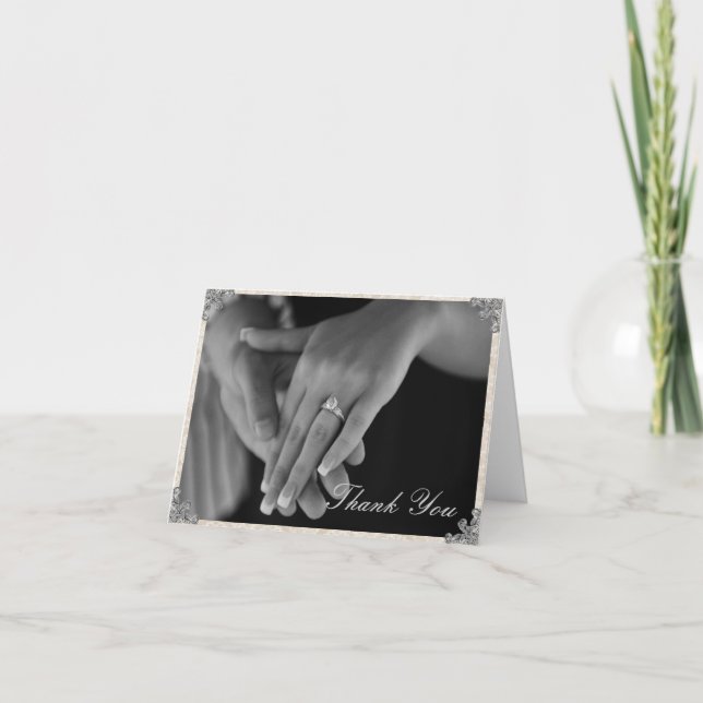 Silver Corner Flourish Thank You Card (Front)