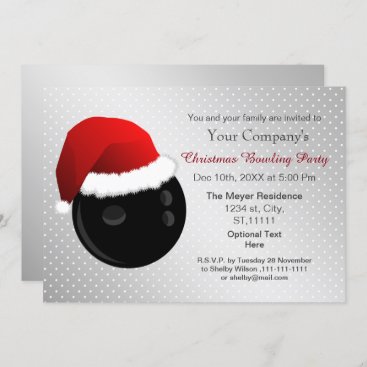 silver Corporate holiday Bowling party Invite