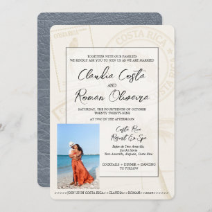 Silver Costa Rica Passport Wedding Invitation
