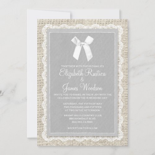 Silver Country Burlap Wedding Invitations