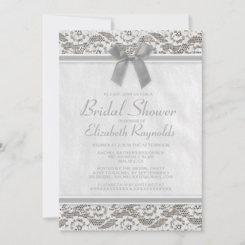 Silver Country Lace Bridal Shower Invitations