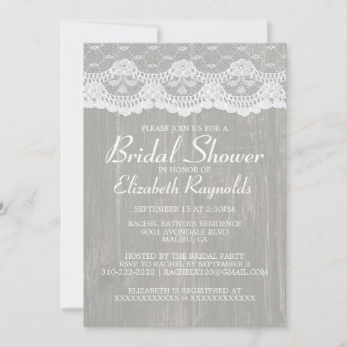 Silver Country Lace Bridal Shower Invitations