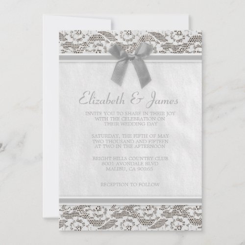 Silver Country Lace Wedding Invitations