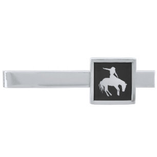 Silver Cowboy Bucking Horse Finish Tie Bar