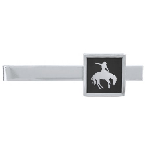 Silver Cowboy Bucking Horse Silver Finish Tie Bar