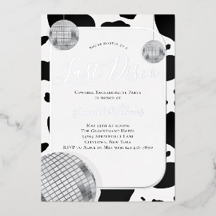 Silver Cowgirl Last Disco Bachelorette Party Foil Invitation
