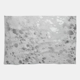 Silver Cowhide Print Metallic Kitchen Towel