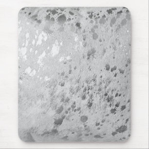 Silver Cowhide Print Metallic Mouse Pad