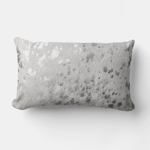 Silver Cowhide Print Metallic Scatter Lumbar Pillow