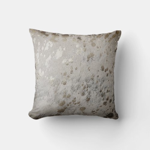 Silver Cowhide Print Metallic Throw Cushion