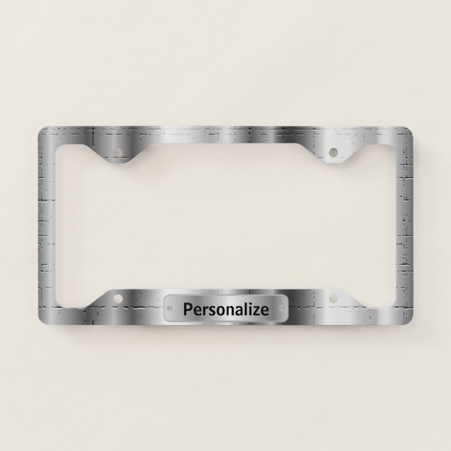 Silver Crackle Pattern Design License Plate Frame (Front)