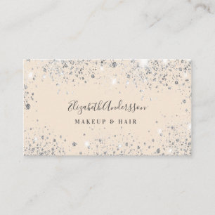 Silver cream glitter dust makeup hair beauty business card