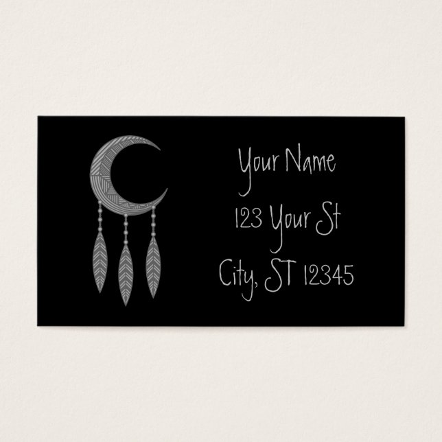 Silver Crescent Moon Feathers Thunder_Cove (Front)