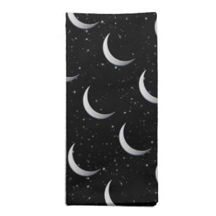 Silver crescent moons - starry background cloth napkin