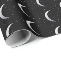 Elegant Golden Stars and Moon Brown Natural Kraft Wrapping Paper