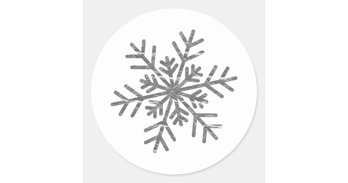 Silver Crinkle Winter Wonderland Snowflake Elegant Classic Round ...