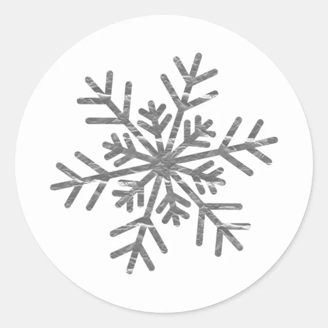 Silver Crinkle Winter Wonderland Snowflake Elegant Classic Round ...