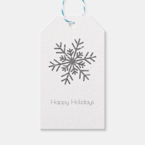 Silver Crinkle Winter Wonderland Snowflake Elegant Gift Tags