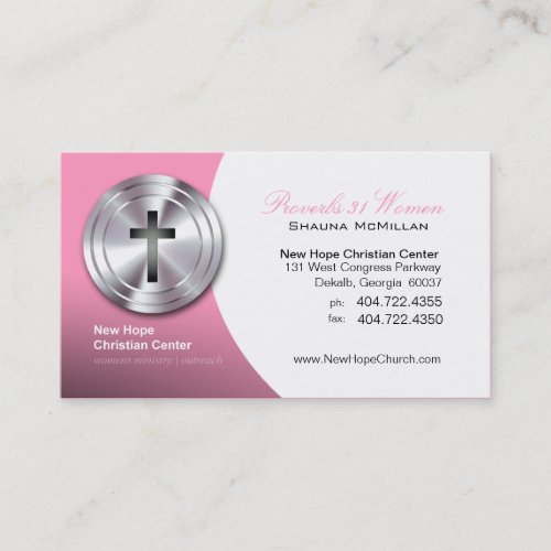 Silver Cross Christian Symbol MinisterPastor Business Card