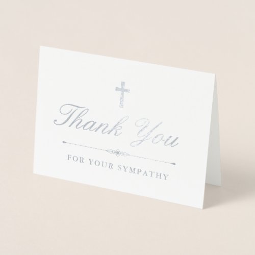 Silver Cross Elegant Sympathy Thank You Foil Card