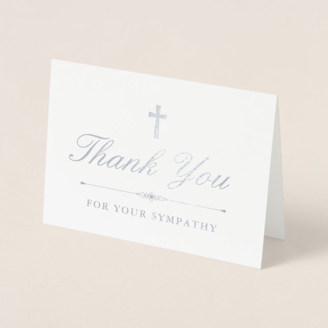 Silver Cross Elegant Sympathy Thank You Foil Card (Front)
