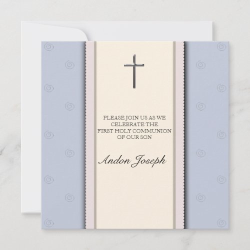 Silver Cross First Holy Communion  Invitation